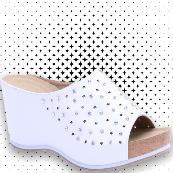 Italina White Embellished Comfort Wedge Heeled Sandal 10 - Picture 5 of 8